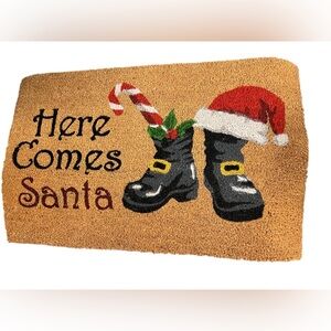 Festive Santa Welcome Mat - Black, Red, White